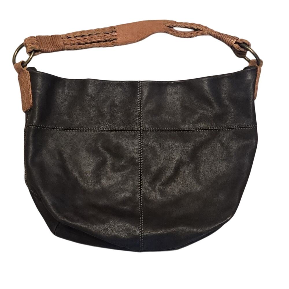 Lucky Brand Amazing Brown Leather Crossbody/Shoulder Bag Woven Handle